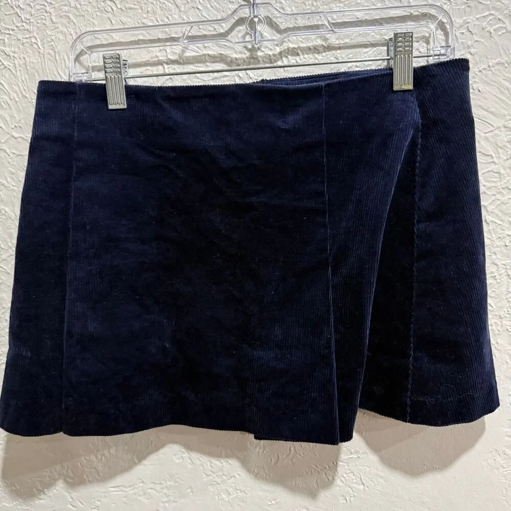 Zara navy blue corduroy mini skirt size medium